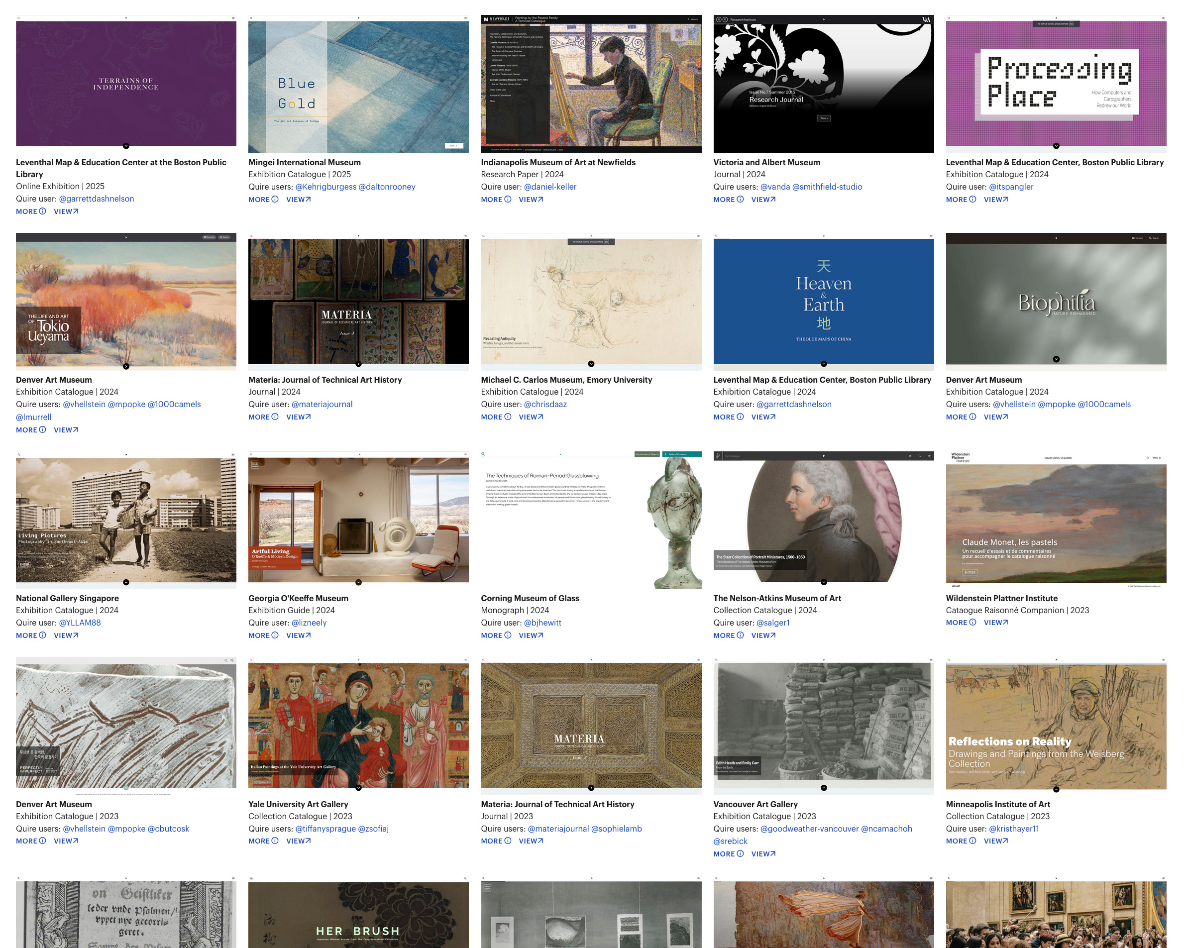 A grid of twenty-five images of website home pages with small text labels below each. The images at the bottom are cut off, indicating more would continue below